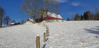 Ferienhaus Gut Haselbach im Erzgebirge im Winter
