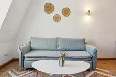Ein Sitzbereich in der Unterkunft Großzügige Wohnung für Gruppen & Familien I Balkon