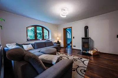 Ein Sitzbereich in der Unterkunft Villa Waldeck