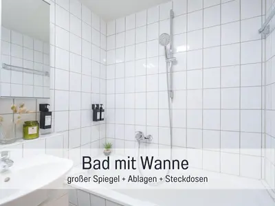 Ein Badezimmer in der Unterkunft Benville BV13 - ruhige Lage & Tiefgarage - Balkon - WLAN - zentral gelegen