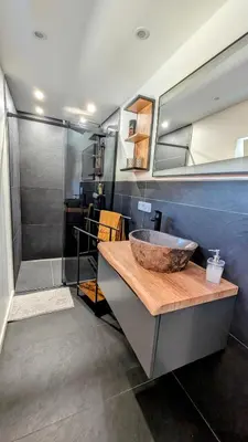 Ein Badezimmer in der Unterkunft Haus am Borsberg