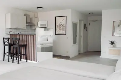 Küche/Küchenzeile in der Unterkunft Helles, modernes Apartment, Balkon, Fahrstuhl, 2P