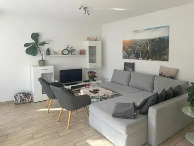 Ein Sitzbereich in der Unterkunft Forsthaus