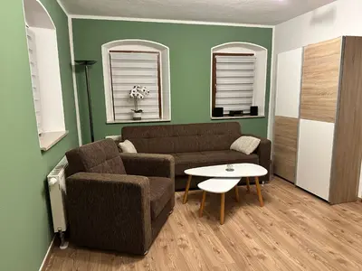 Ein Sitzbereich in der Unterkunft Apartment Wuff Altendorf