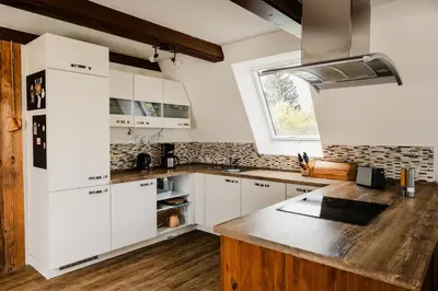 Küche/Küchenzeile in der Unterkunft Ferienhaus Lärchenblick