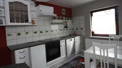 Küche/Küchenzeile in der Unterkunft Ferienwohnung Kresse