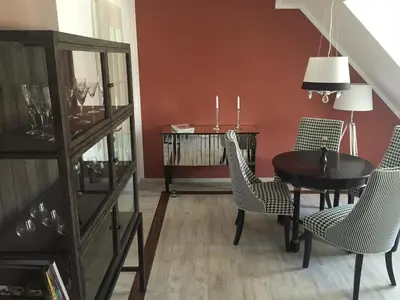 Ein Sitzbereich in der Unterkunft Elbsandstein Apartments