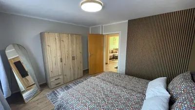 Ein Bett oder Betten in einem Zimmer der Unterkunft Charmante Unterkunft im Herzen von Radebeul mit kostenfreien Parkplatz