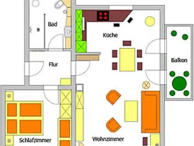 Grundriss der Unterkunft Holiday apartment with 1 bedroom