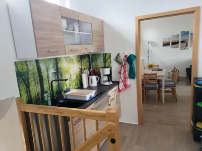 Küche/Küchenzeile in der Unterkunft Apartment Nette Wohnung in Großsteinberg mit Grill und Terrasse by Interhome