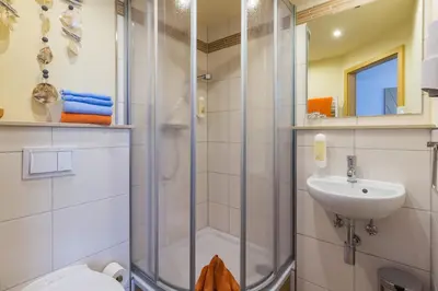 Ein Badezimmer in der Unterkunft Landgasthaus Heiterer Blick