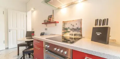 Küche/Küchenzeile in der Unterkunft Appartementhaus Saxonia Appartment August der Starke - Kategorie Deluxe Appartement