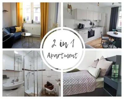 Küche/Küchenzeile in der Unterkunft 2 in 1 City Apartment Dresden