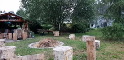 Ein Garten an der Unterkunft Schäferwagen Auenblick Nr 5