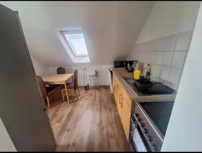 Küche/Küchenzeile in der Unterkunft Ferienwohnung Witzschdorfer Höhe