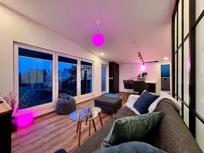 Ein Sitzbereich in der Unterkunft Ferienwohnung mit schöner Terrasse in Bad Lausick