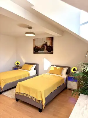 Ein Bett oder Betten in einem Zimmer der Unterkunft NewCityHome-3 Zi-Spacious Apartment Harley - Kaßberg - priv Parking