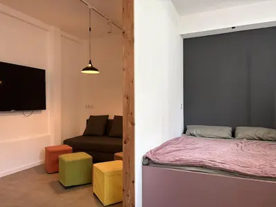 TV/Unterhaltungsangebot in der Unterkunft Quiet garden apartment with private sauna