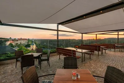 Ein Balkon oder eine Terrasse in der Unterkunft Hotel Zur Aussicht