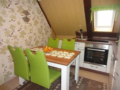 Küche/Küchenzeile in der Unterkunft Ferienwohnung Ritscher in Lichtenhain 1