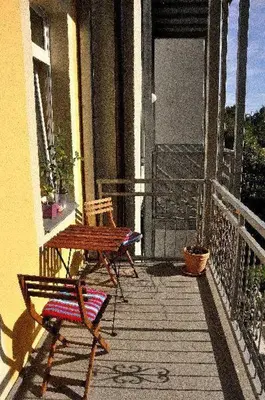 Ein Balkon oder eine Terrasse in der Unterkunft Fewo Dresden Neustadt - zentral & preiswert L5