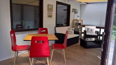 Ein Sitzbereich in der Unterkunft Ferienhaus Maxen