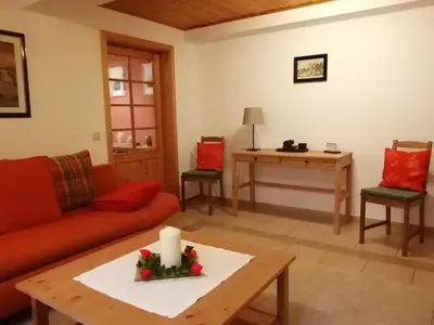 Ein Sitzbereich in der Unterkunft Ferienwohnung Ulbrich
