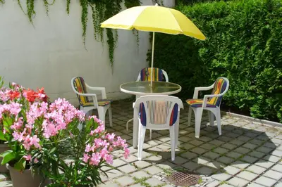 Ein Garten an der Unterkunft Pension Am Renner