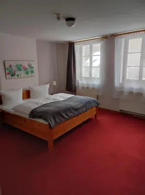 Ein Bett oder Betten in einem Zimmer der Unterkunft Hotel Blaue Blume