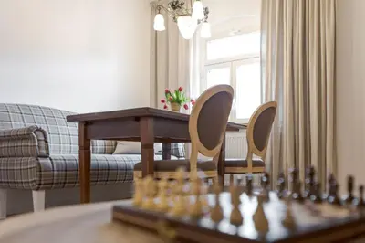 Ein Sitzbereich in der Unterkunft Villa Elbufer