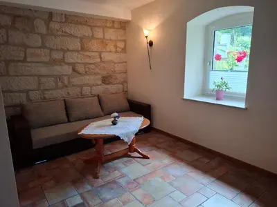Ein Sitzbereich in der Unterkunft Ferienwohnung 