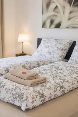 Ein Bett oder Betten in einem Zimmer der Unterkunft Lichtdurchflutetes Appartement im Hechtviertel