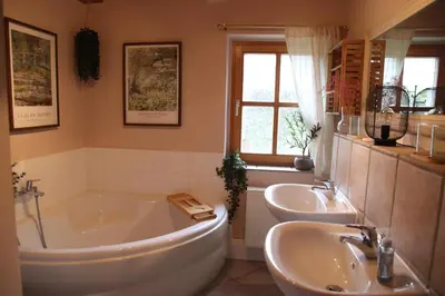 Ein Badezimmer in der Unterkunft Ferienhaus Sohrmühle