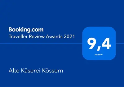 Ein Zertifikat, Auszeichnung, Logo oder anderes Dokument, das in der Unterkunft Alte Käserei Kössern ausgestellt ist