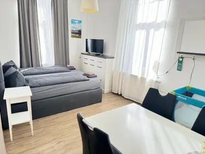Ein Sitzbereich in der Unterkunft Pension Dresdener Berge