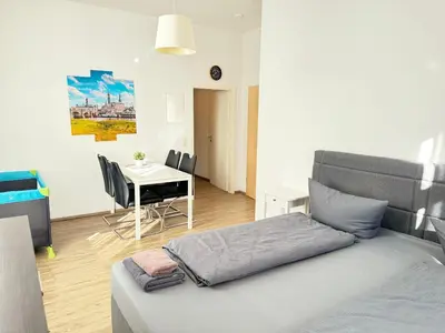 Ein Sitzbereich in der Unterkunft Pension Dresdener Berge