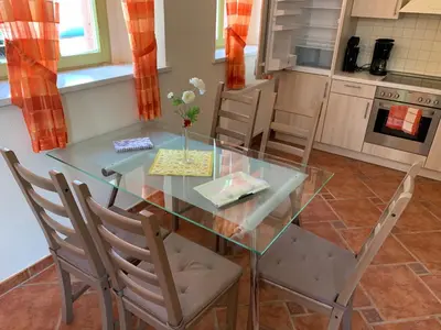Küche/Küchenzeile in der Unterkunft Ferienwohnung am Schloss Rochlitz