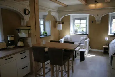 Ein Bett oder Betten in einem Zimmer der Unterkunft Ferienwohnung 