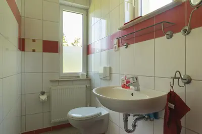 Ein Badezimmer in der Unterkunft Waldhufenhaus in Schöna
