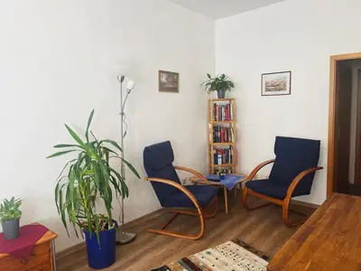 Ein Sitzbereich in der Unterkunft Pension Bergmann-Welp