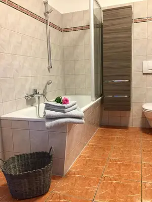 Ein Badezimmer in der Unterkunft Ferienwohnung am Wasser Villa Graf von Pfeil