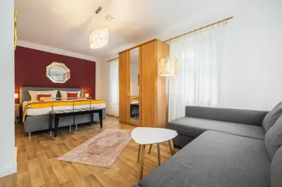 Ein Sitzbereich in der Unterkunft Ferienhaus Elbufer 83