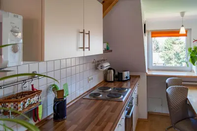 Küche/Küchenzeile in der Unterkunft Dreiseitenhof Ferienwohnung Künzel