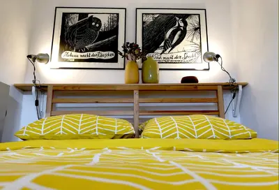 Ein Bett oder Betten in einem Zimmer der Unterkunft Das Haus am Berg
