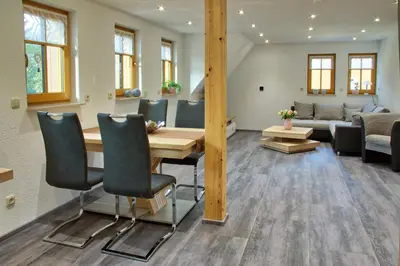 Ein Sitzbereich in der Unterkunft Ferienhaus Fam. Herklotz