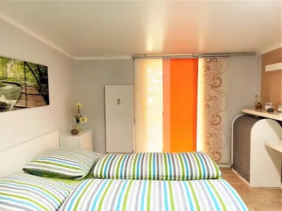 Ein Bett oder Betten in einem Zimmer der Unterkunft Ferienhaus Zschieck