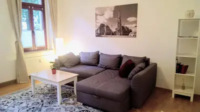 Ein Sitzbereich in der Unterkunft Ferienwohnung Paula