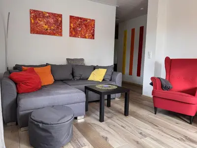 Ein Sitzbereich in der Unterkunft Ferienwohnung Horn