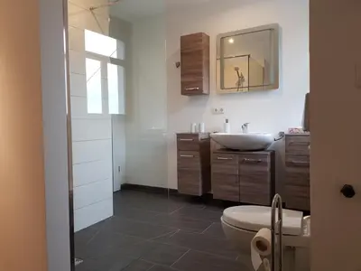 Ein Badezimmer in der Unterkunft Ferienwohnung Schlosswächter am Schloss Colditz