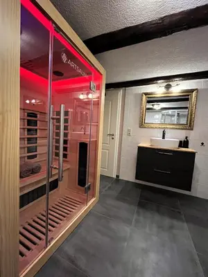 Küche/Küchenzeile in der Unterkunft Landhaus Wohnung - SAUNA, Balkon, Netflix, Parkplatz